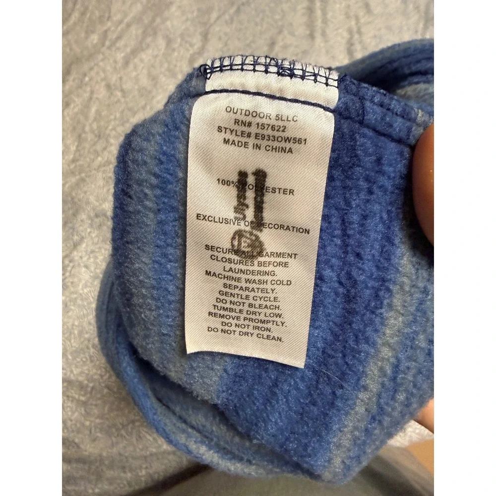 Eddie Bauer Size XS 5/6 Kids Full Zip Blue Striped Fleece Long Sleeve Jacket
